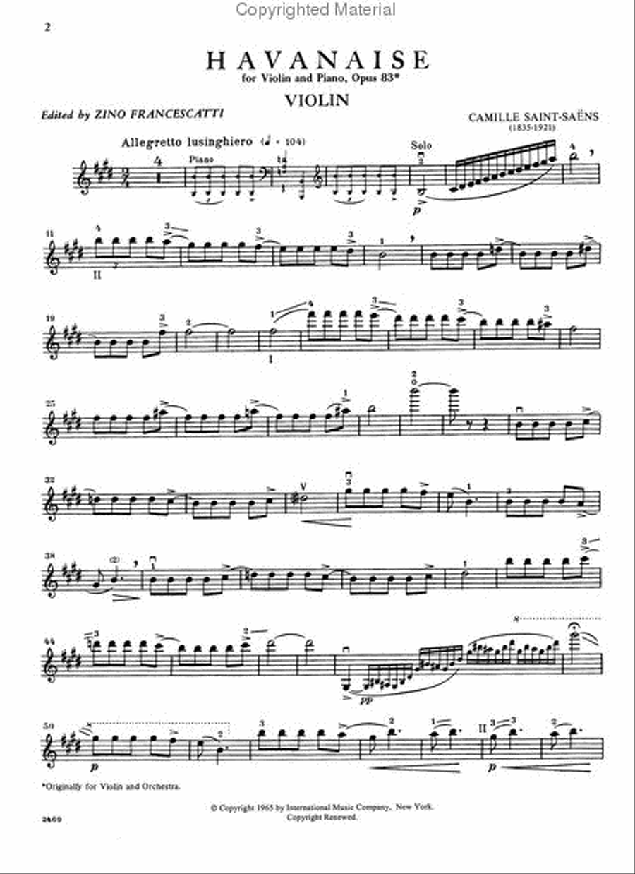 Havanaise, Op. 83 Violin Solo scores gallery preview page 2