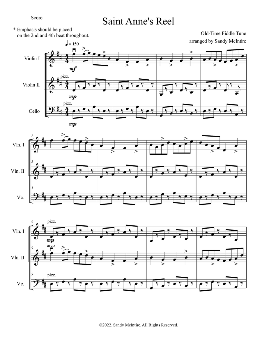 Saint Anne's Reel String Trio scores gallery preview page 1