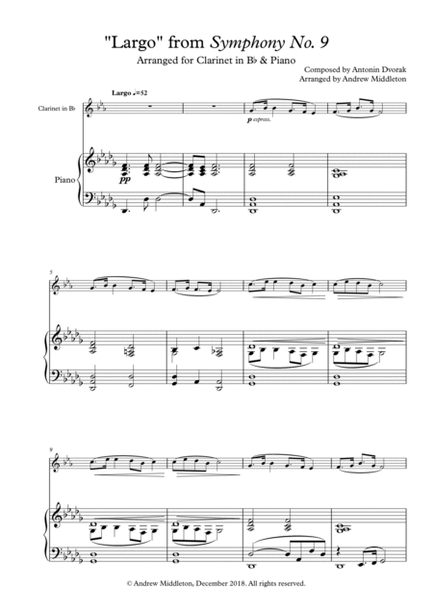 "Largo" from Symphony No. 9 arranged for Clarinet & Piano image number null