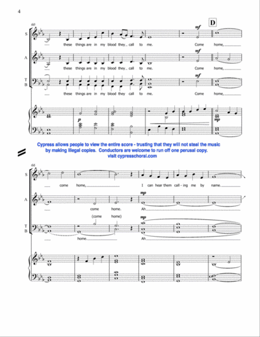 Come Home 4-Part scores gallery preview page 5