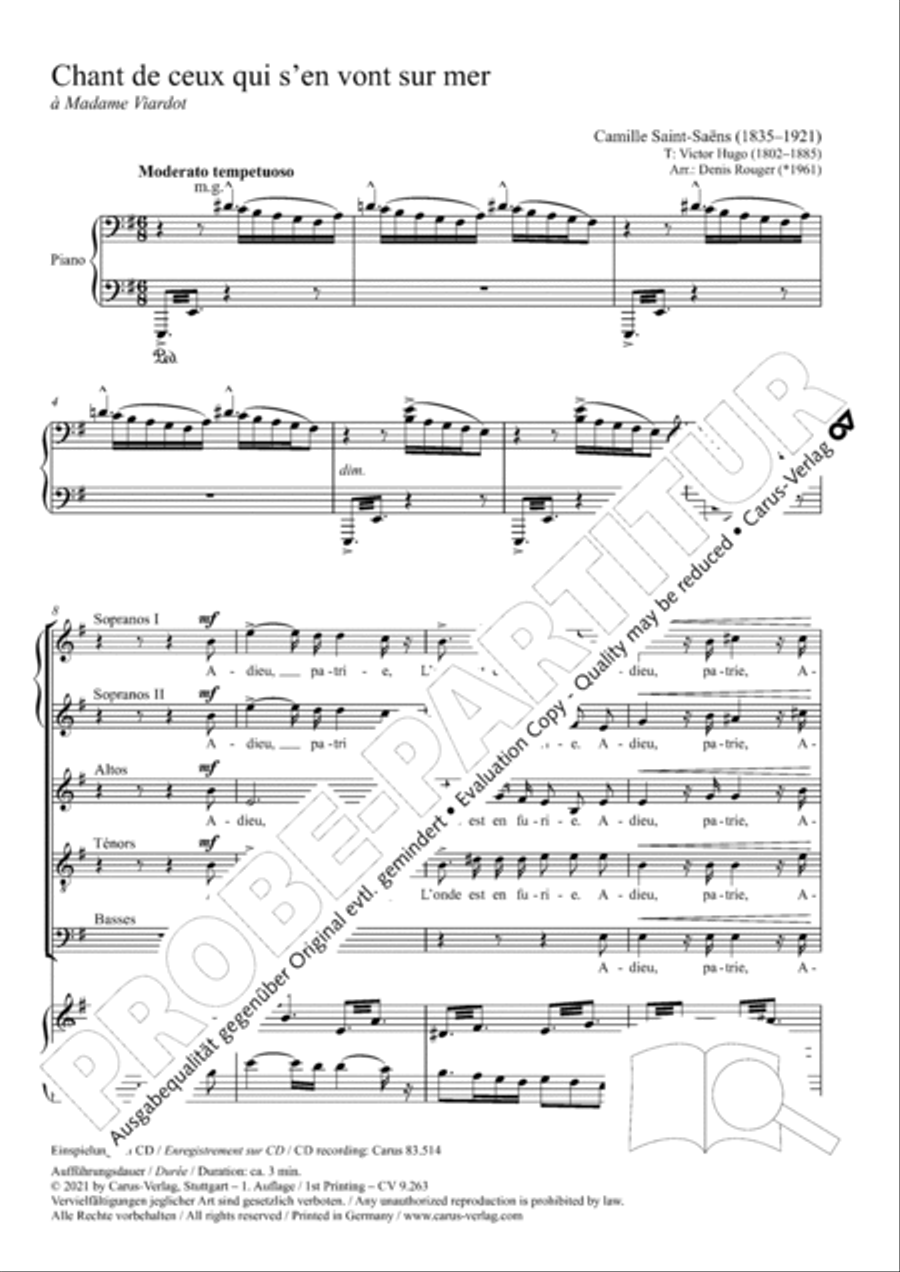 Chant de ceux qui s'en vont sur mer SSATB scores gallery preview page 4