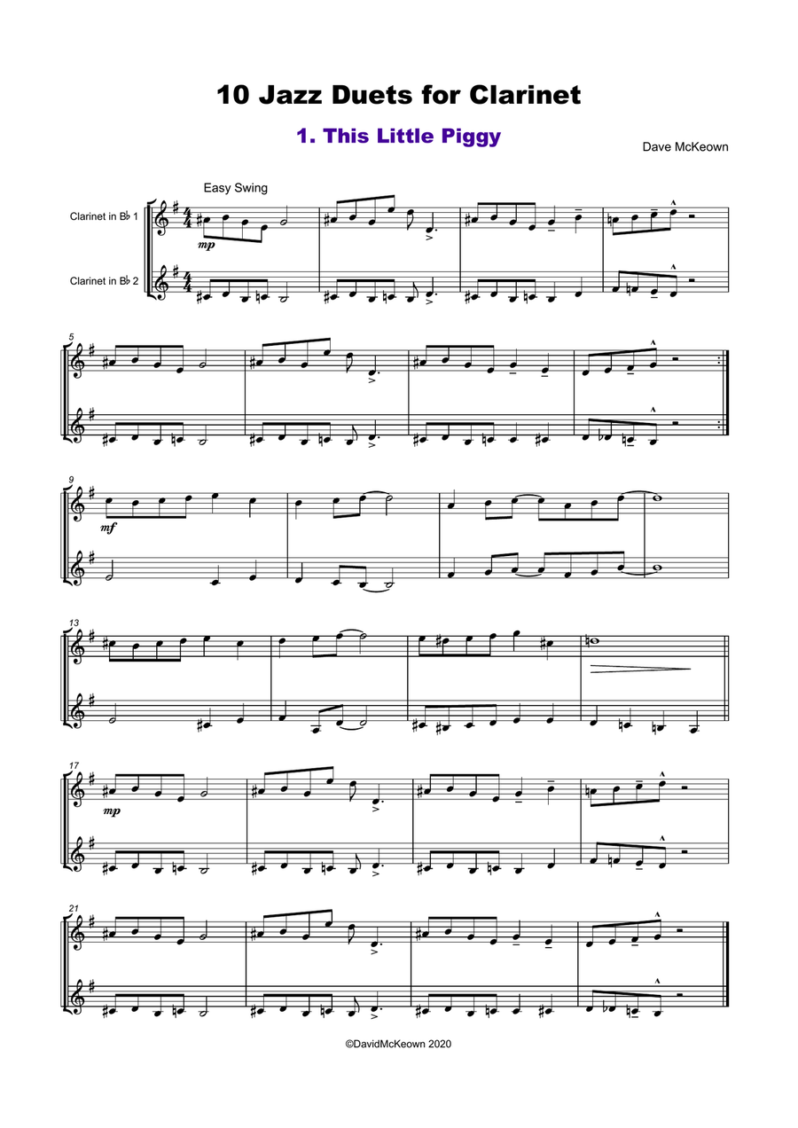 10 Jazz Duets for Clarinet Clarinet Duet scores gallery preview page 2