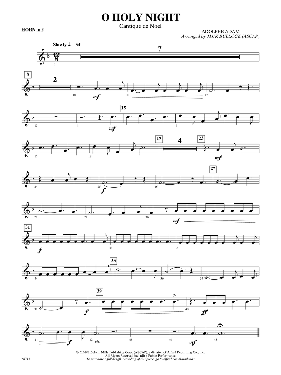 O Holy Night (Cantique de Noel): 1st F Horn