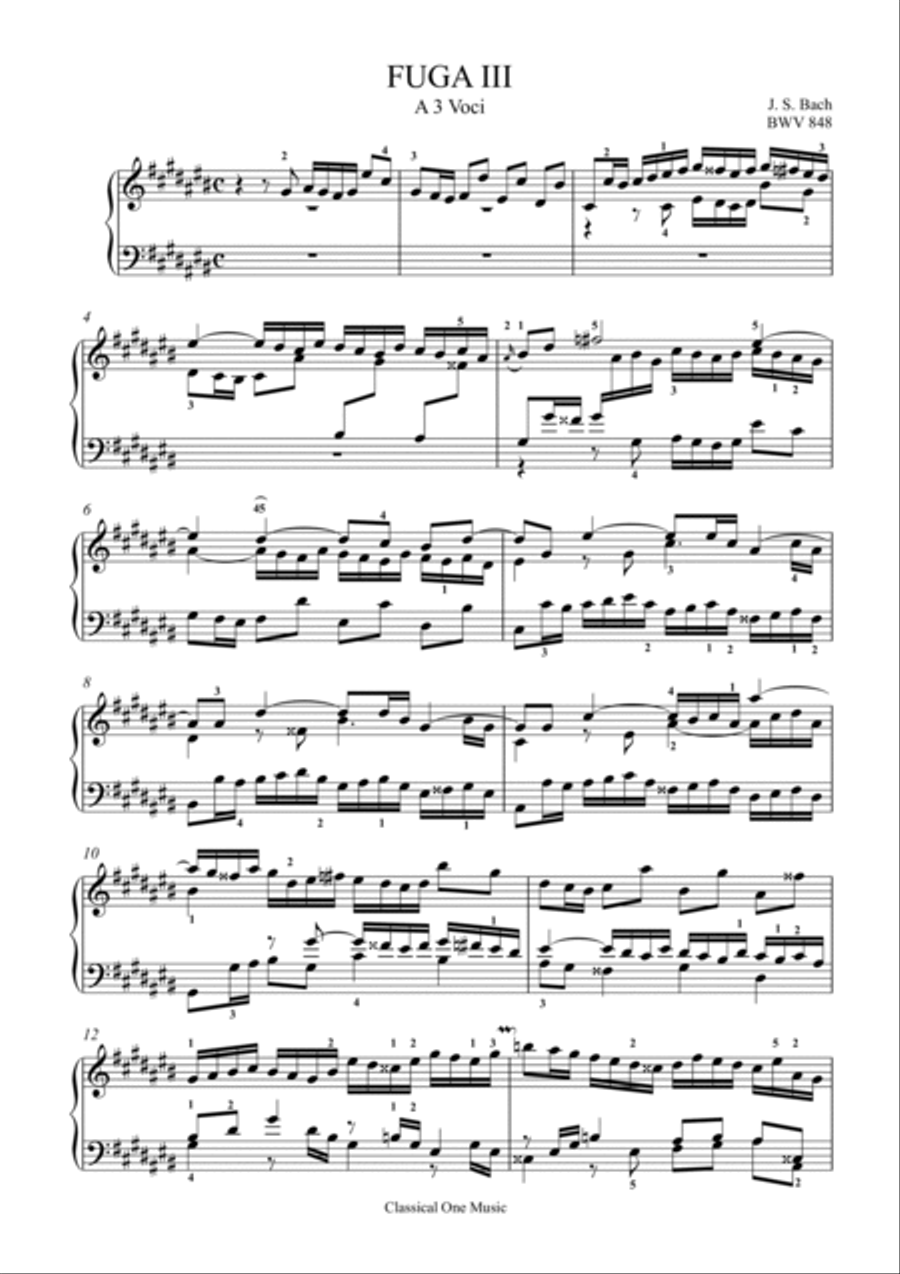 Bach-Fugue No. 3 in C-sharp major, BWV 848 Piano Solo scores gallery preview page 2