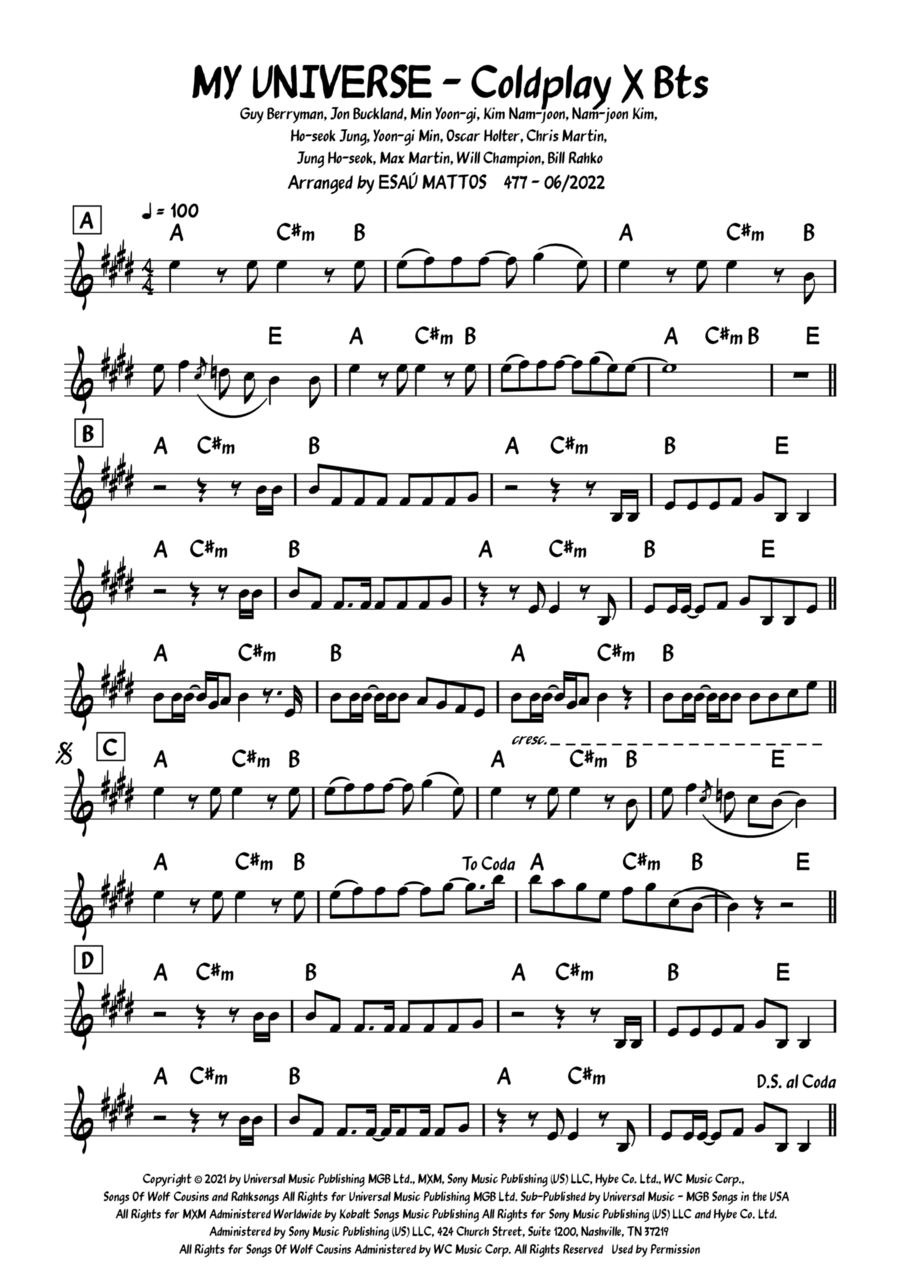 My Universe My Universe Easy Piano scores gallery preview page 1