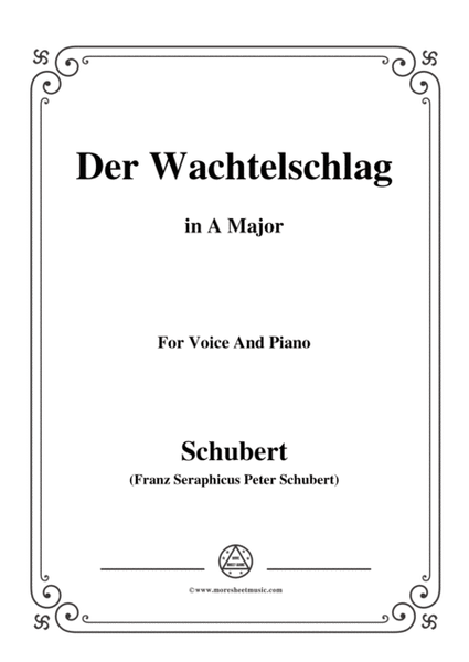 Schubert-Der Wachtelschlag,Op.68,in A Major,for Voice&Piano image number null