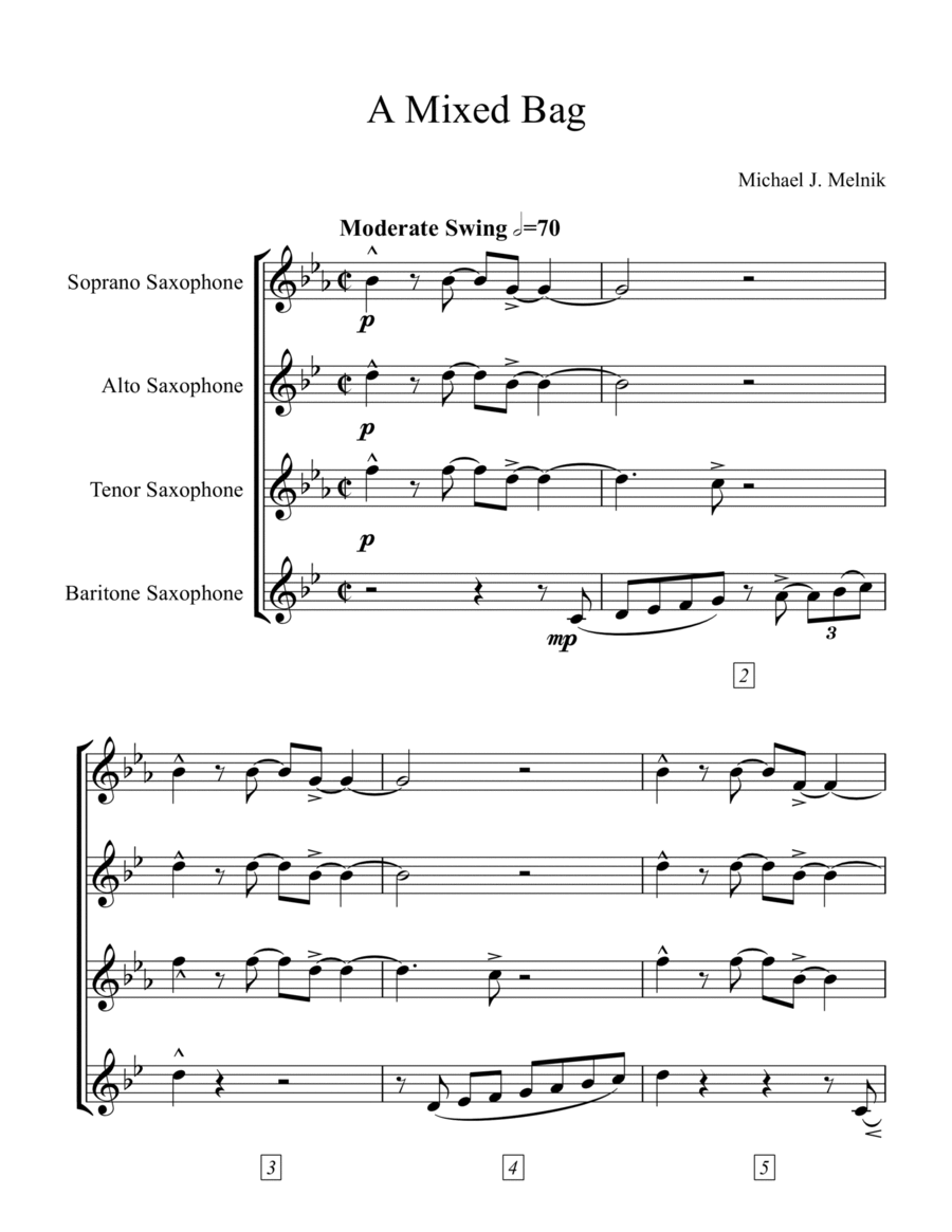 A Mixed Bag Saxophone Quartet scores gallery preview page 1