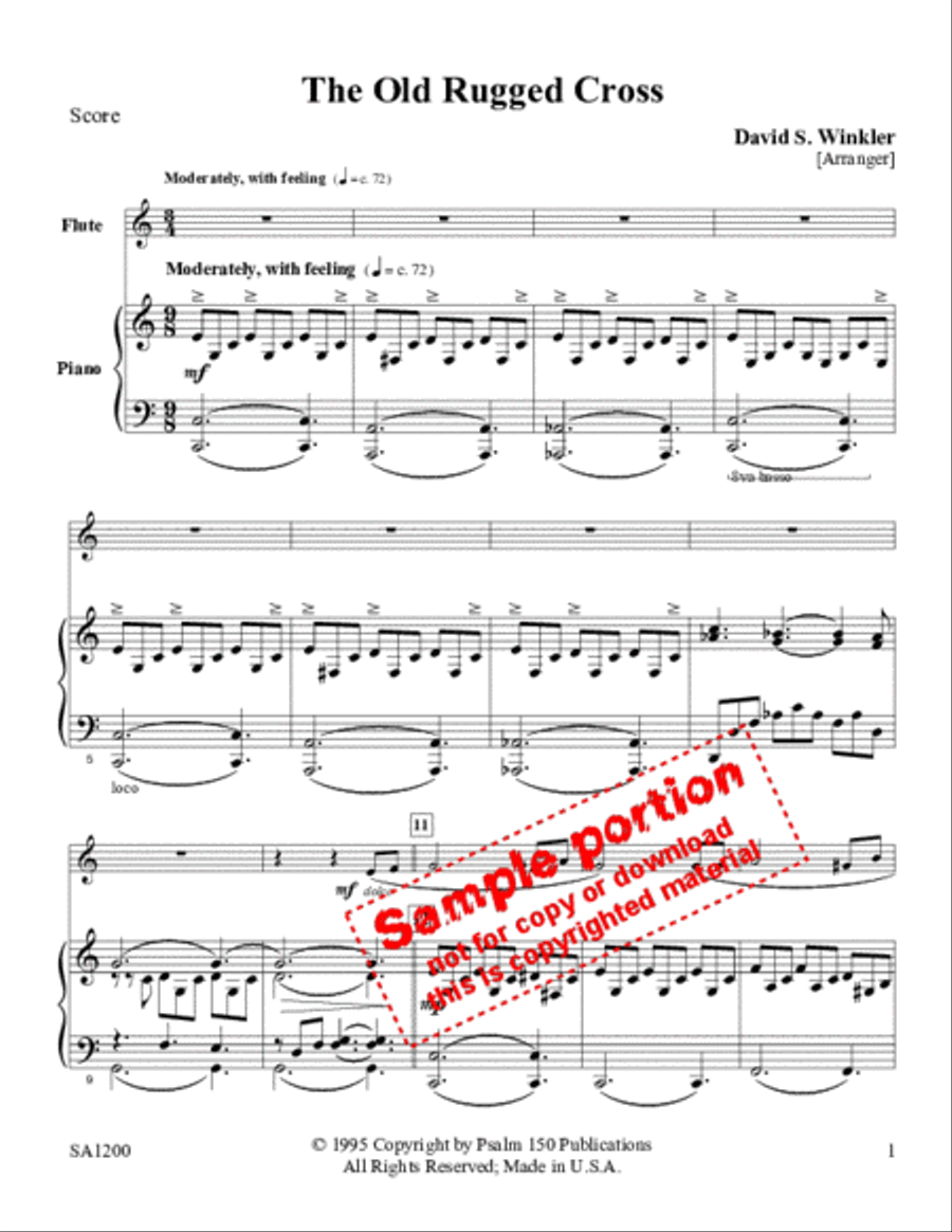 The Old Rugged Cross Flute Solo scores gallery preview page 2