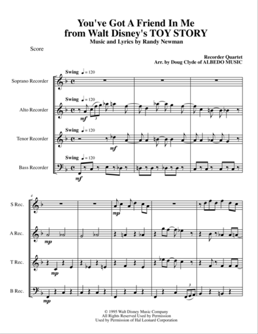You've Got A Friend In Me Small Ensemble scores gallery preview page 1
