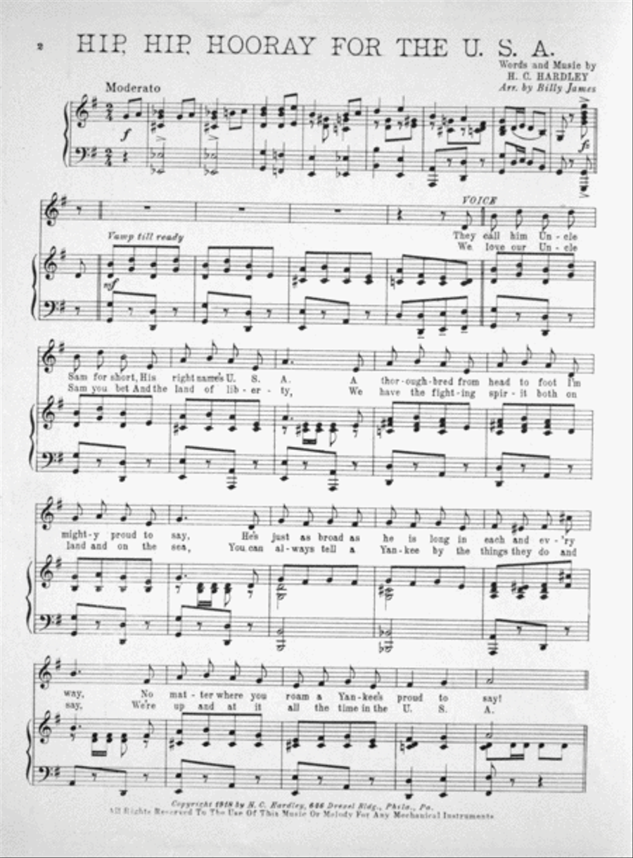 Hip, Hip, Hooray for the U.S.A. A Song With the Spirit of '76 3-Part scores gallery preview page 2