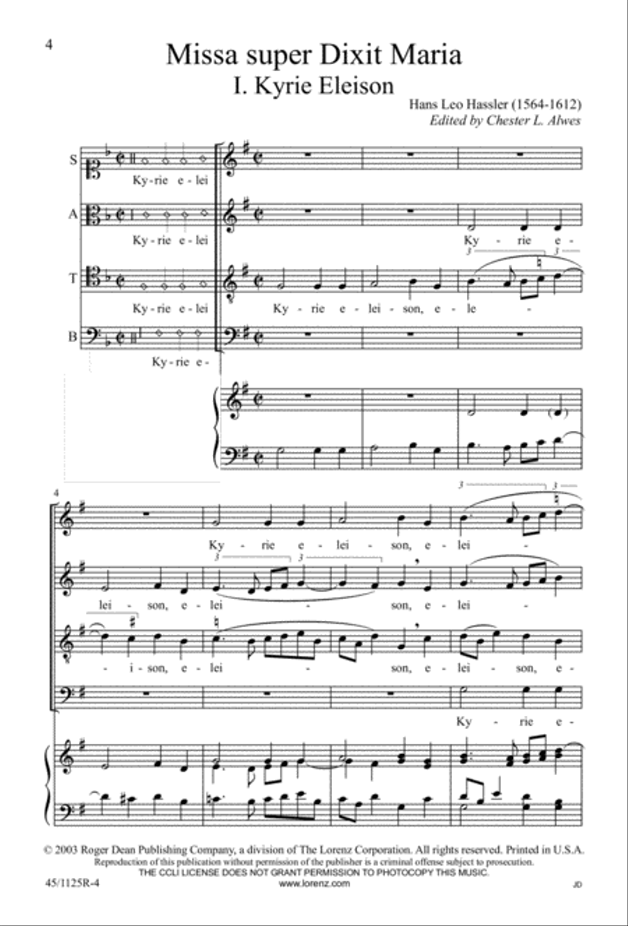 Missa super Dixit Maria Missa super Dixit Maria 4-Part scores gallery preview page 6