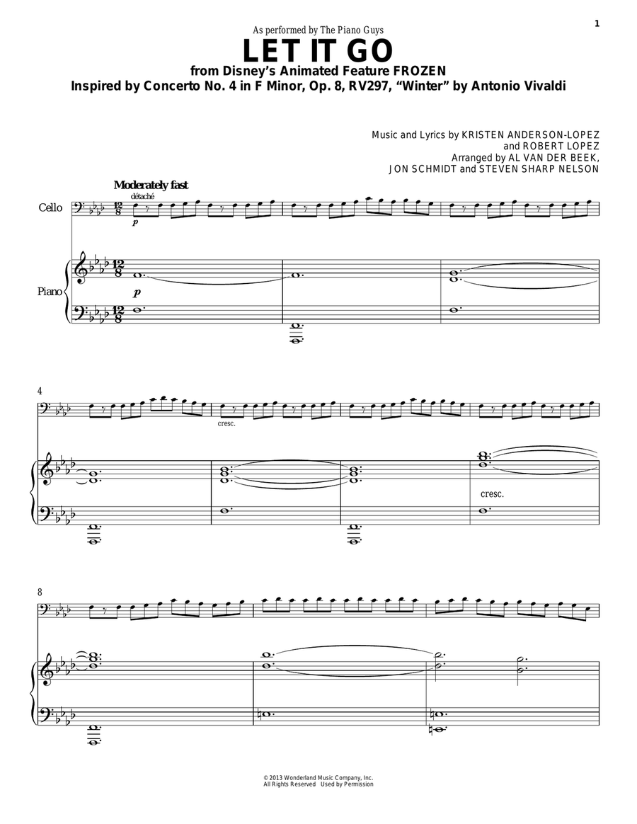 Let It Go (from Frozen) Piano Solo scores gallery preview page 1