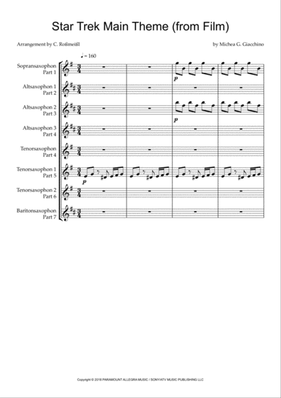 Star Trek Main Theme Woodwind Ensemble scores gallery preview page 2