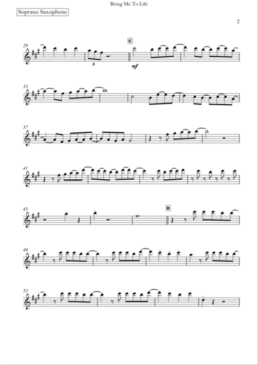 Bring Me To Life Bring Me To Life Saxophone Quartet scores gallery preview page 6