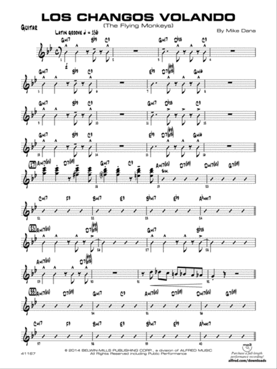 Los changos volando: Guitar Jazz Ensemble scores gallery preview page 1