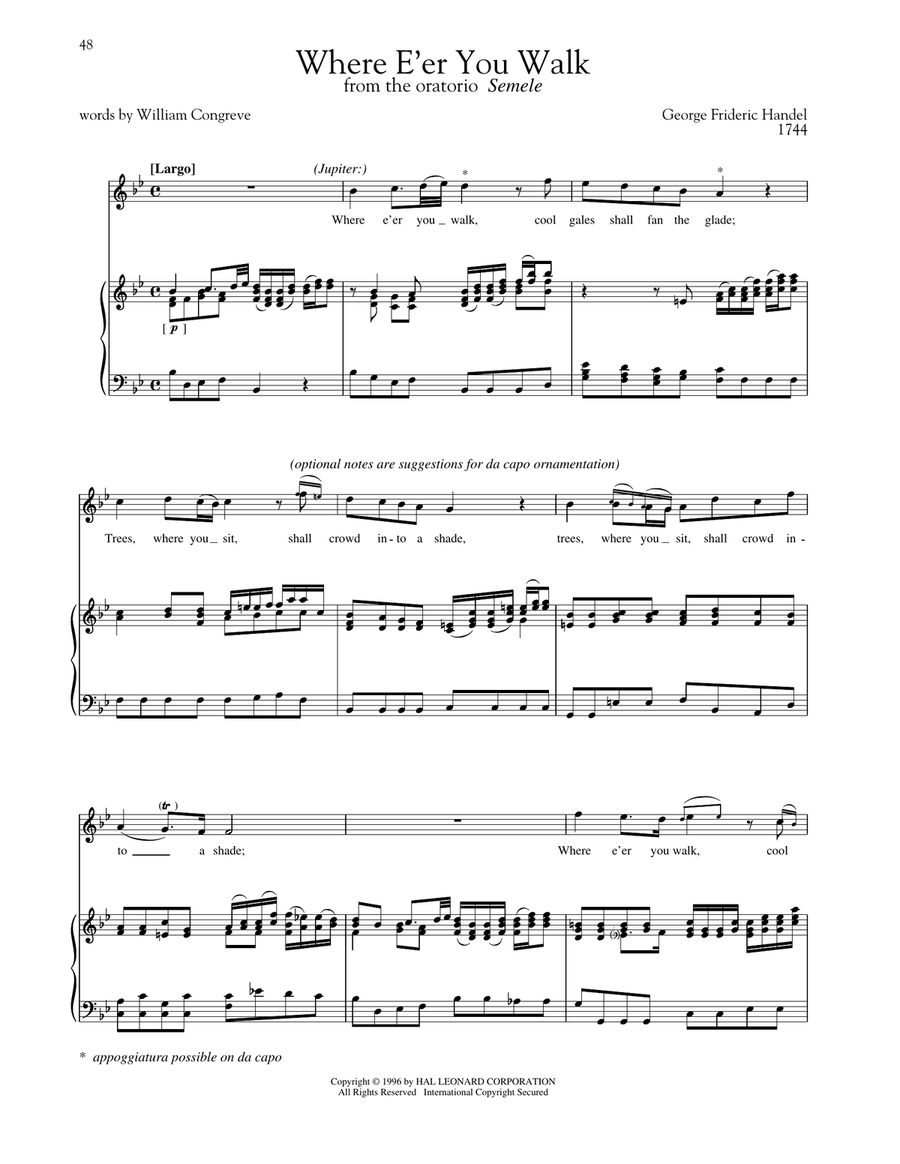 Where E'er You Walk High Voice scores gallery preview page 1