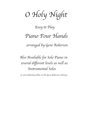 O Holy Night EASY FOUR HANDS PIANO DUET