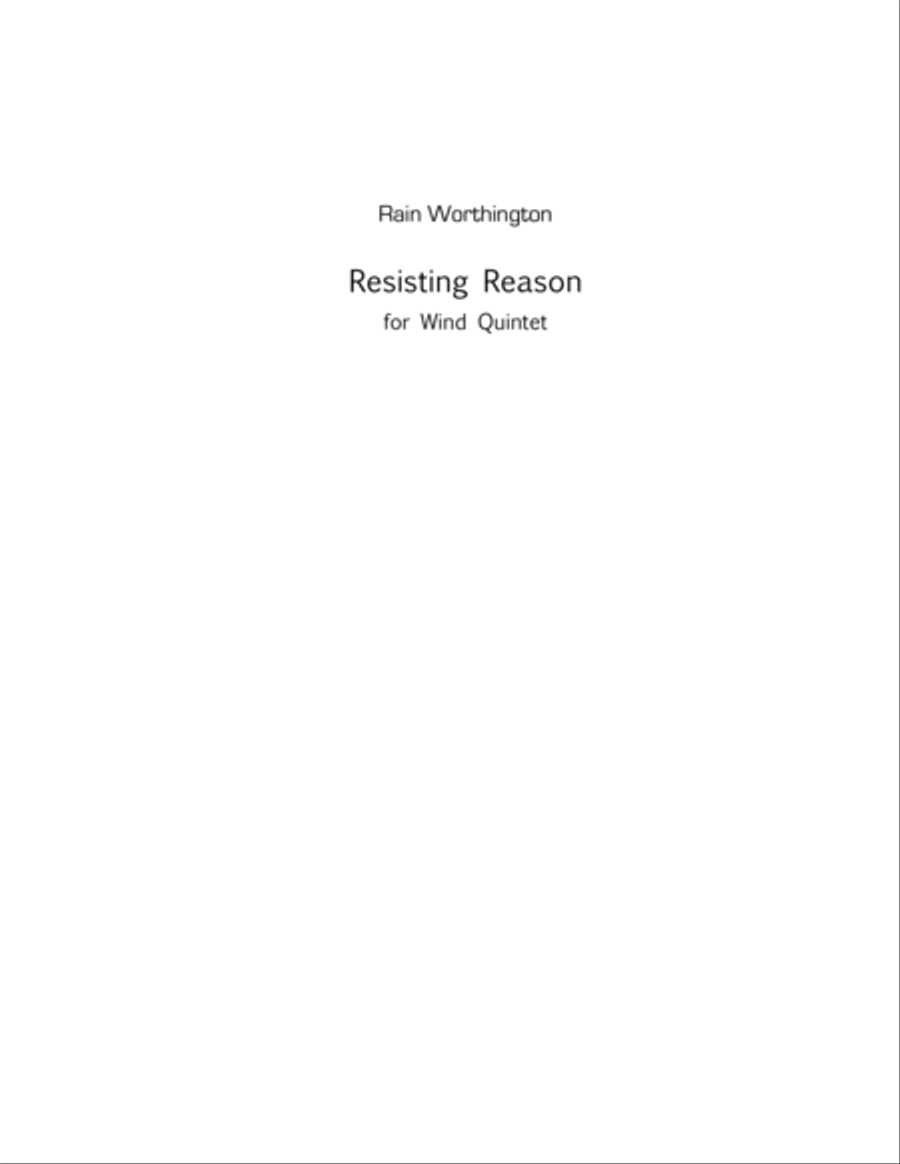 Resisting Reason – for wind quintet Small Ensemble scores gallery preview page 1