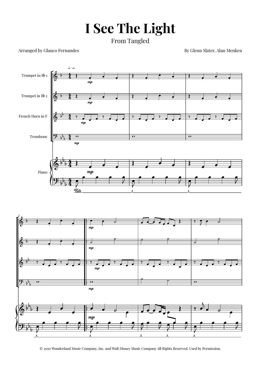 I See The Light Brass Quartet scores gallery preview page 1