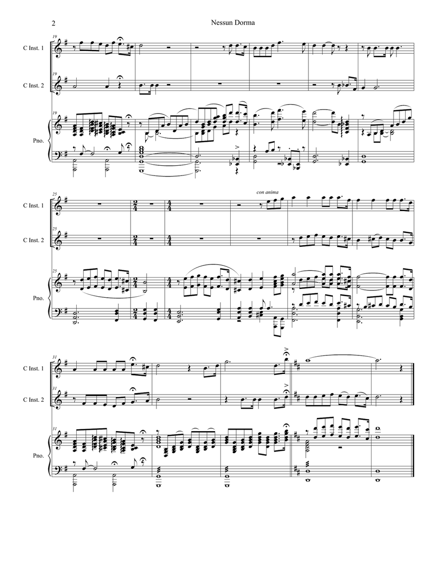Nessun Dorma Piano scores gallery preview page 2