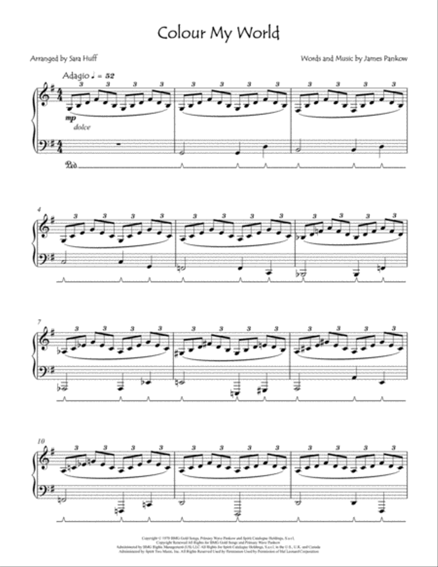Colour My World Piano Solo scores gallery preview page 1