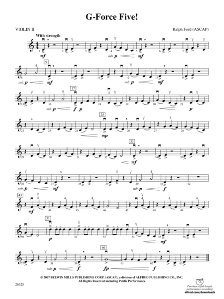 G-Force Five!: 2nd Violin String Orchestra scores gallery preview page 1