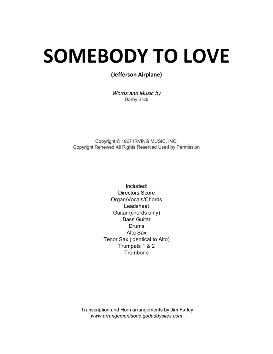 Somebody To Love Tenor Saxophone scores gallery preview page 1