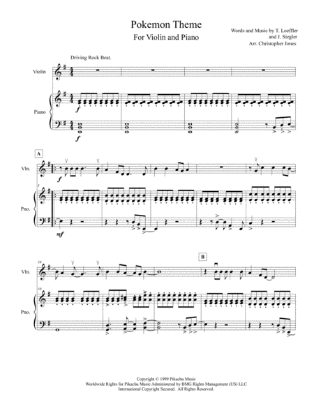 Pokemon Theme for Beginner Solo Violin and Piano Accompaniment image number null
