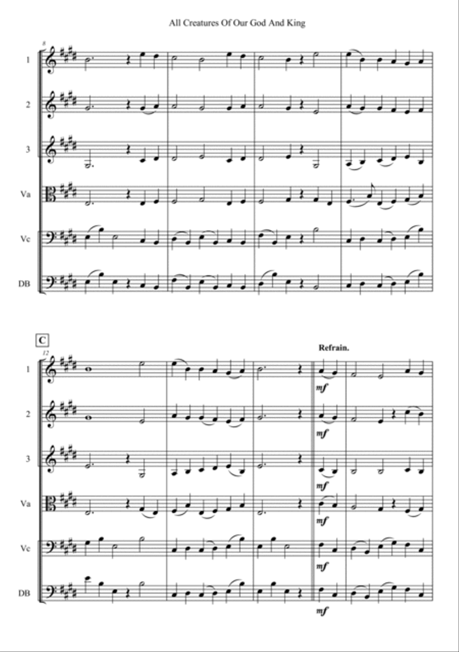 All Creatures Of Our God And King String Orchestra scores gallery preview page 2