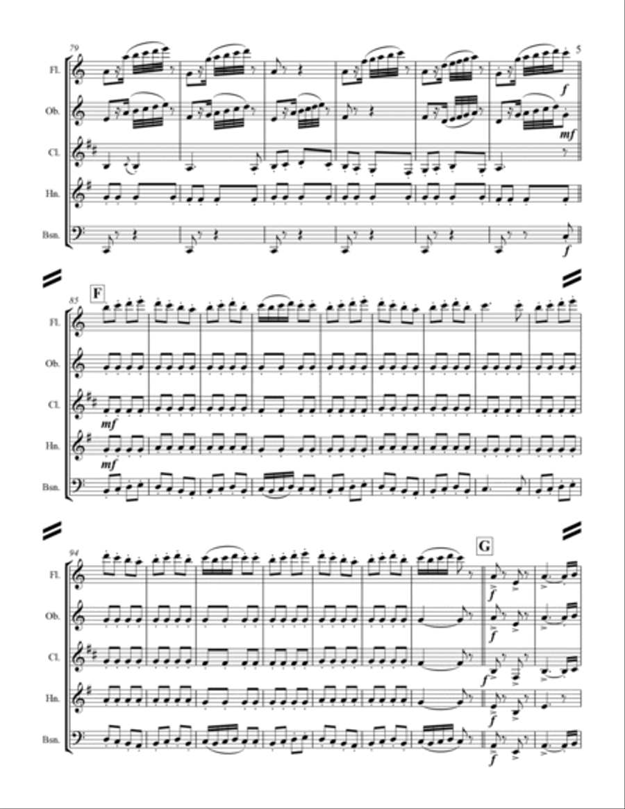 Bizet - Farandole from L'Arlesienne Suite No. II (for Woodwind Quintet) Woodwind Quintet scores gallery preview page 6