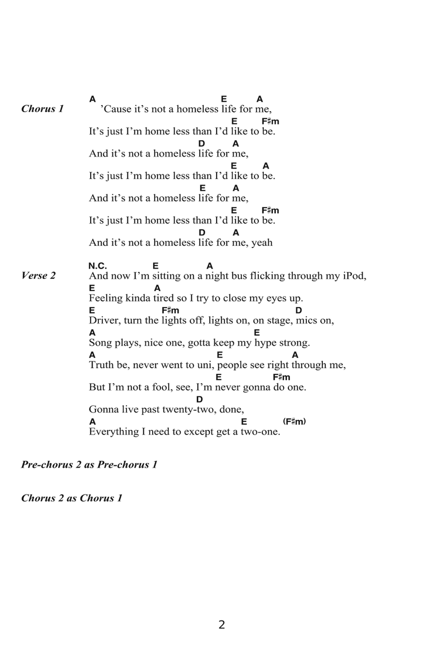 Homeless Homeless Acoustic Guitar scores gallery preview page 2