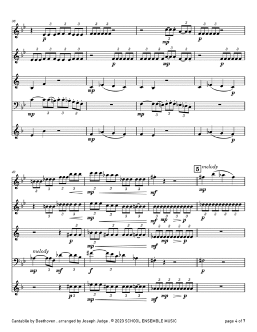 Cantabile by Beethoven for Woodwind Quartet in Schools Woodwind Quartet scores gallery preview page 4