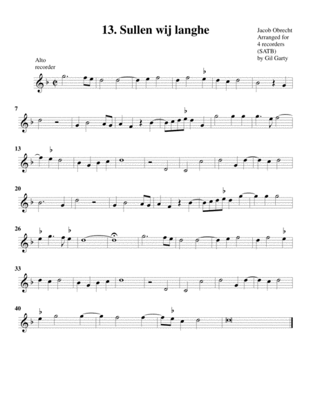 Sullen wij langhe (arrangement for 4 recorders)