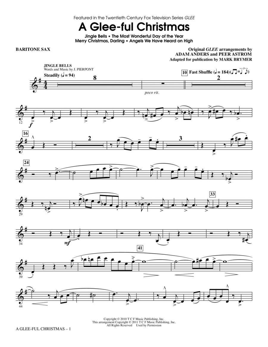 A Glee-ful Christmas (Choral Medley)(arr. Mark Brymer) - Baritone Sax