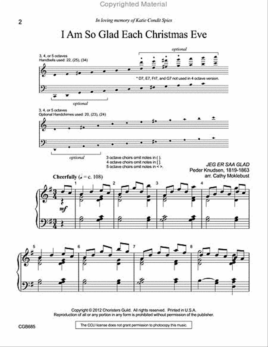 I Am So Glad Each Christmas Eve Handbell Choir scores gallery preview page 2