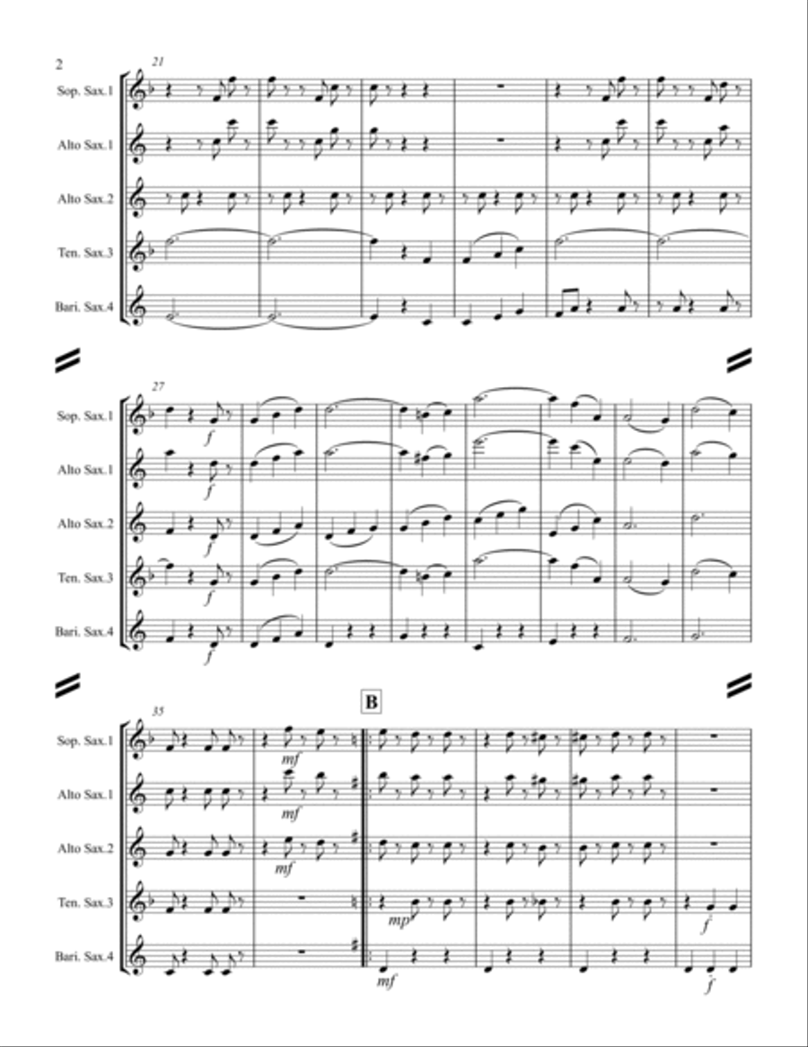 The Blue Danube (for Saxophone Quartet SATB or AATB) Saxophone Quartet scores gallery preview page 3