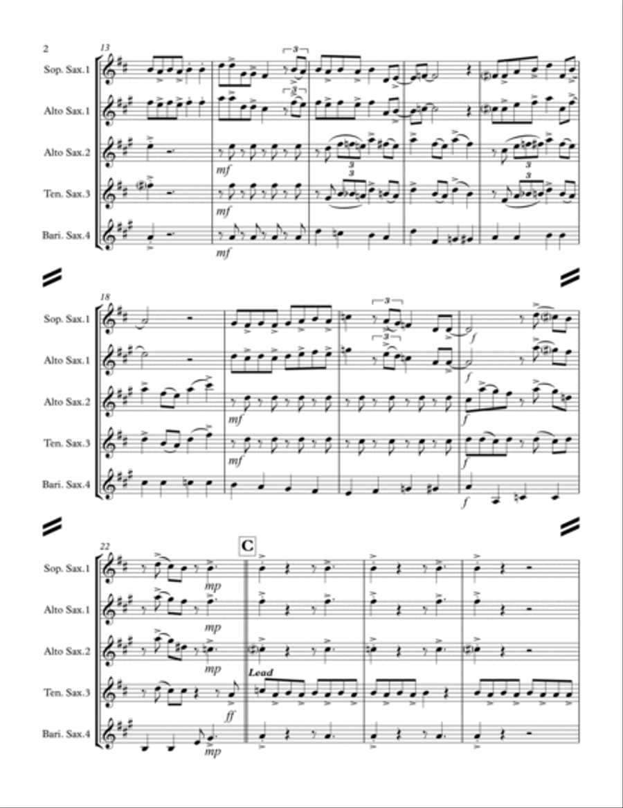 Boogie Woogie Santa Claus Saxophone Quartet scores gallery preview page 3