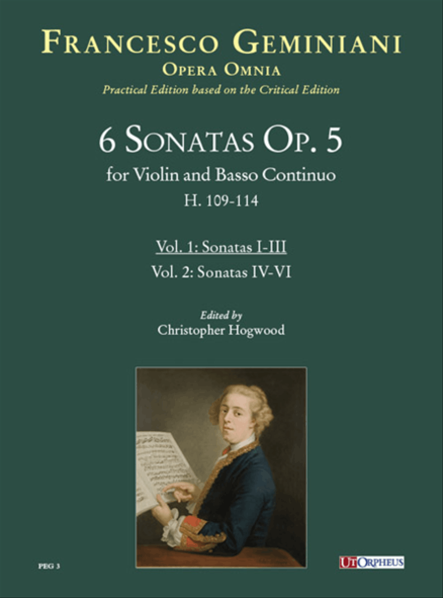 6 Sonatas Op. 5 (H. 109-114) for Violin and Basso Continuo - Vol. 1: Sonatas I-III Violin scores gallery preview page 1