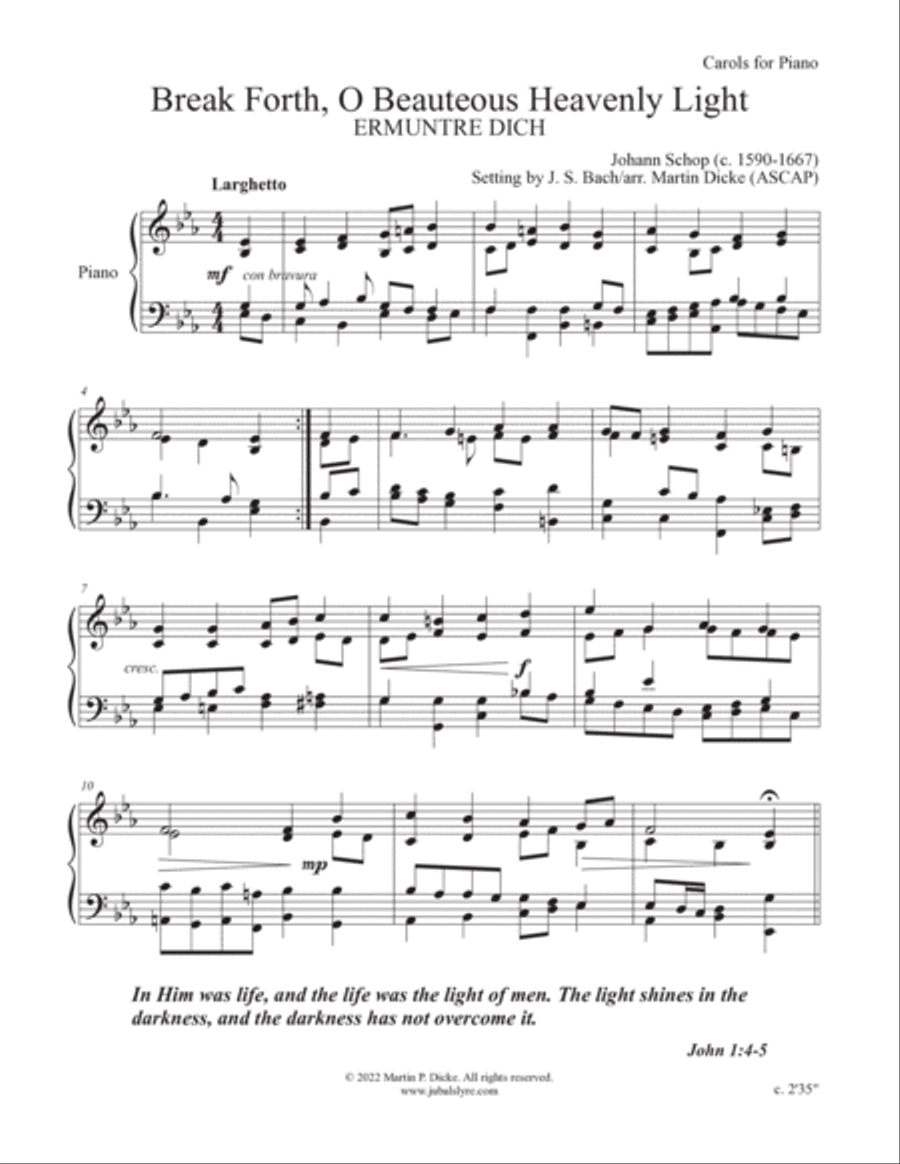 Break Forth, O Beauteous Heavenly Light (Carols for Piano) Piano Solo scores gallery preview page 2