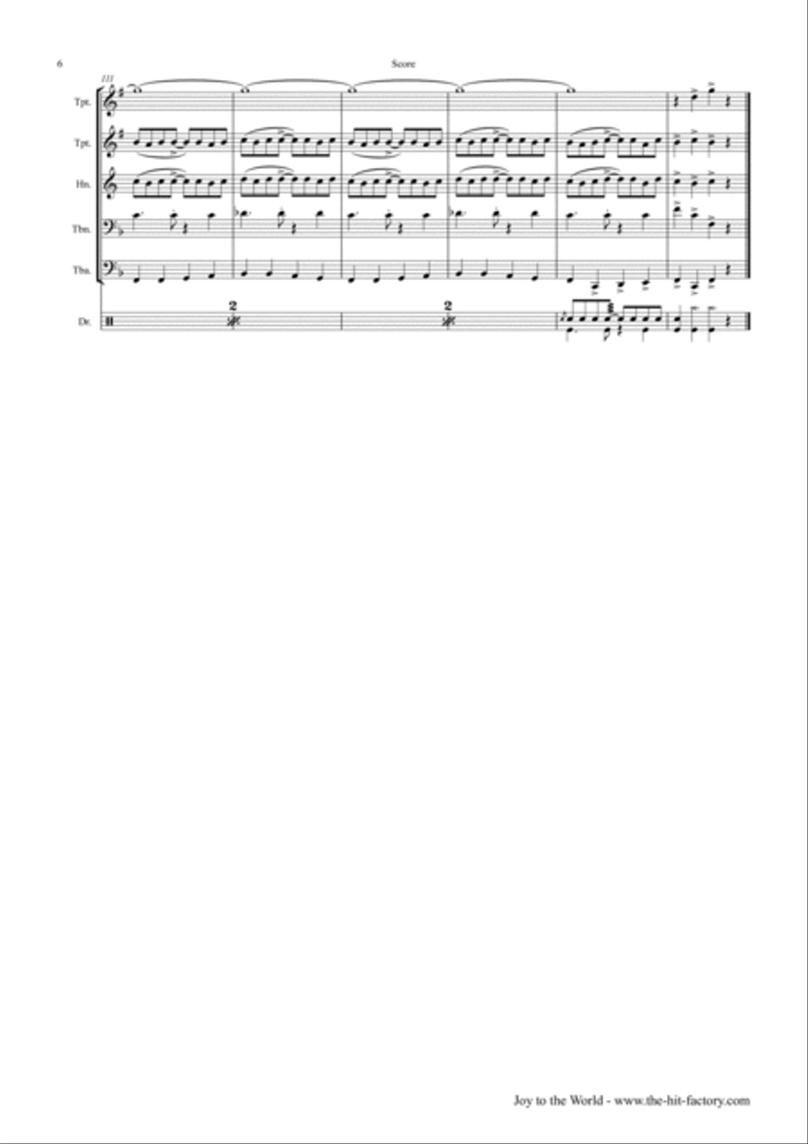 Joy to the World - Second Line Groove - Brass Quintet Brass Quintet scores gallery preview page 6
