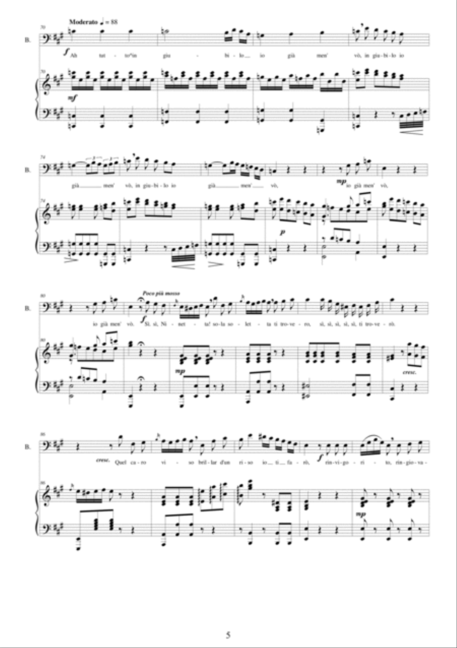 Rossini-La gazza ladra (Act 1s7) Il mio piano è preparato - Bass voice and piano Bass Voice scores gallery preview page 5