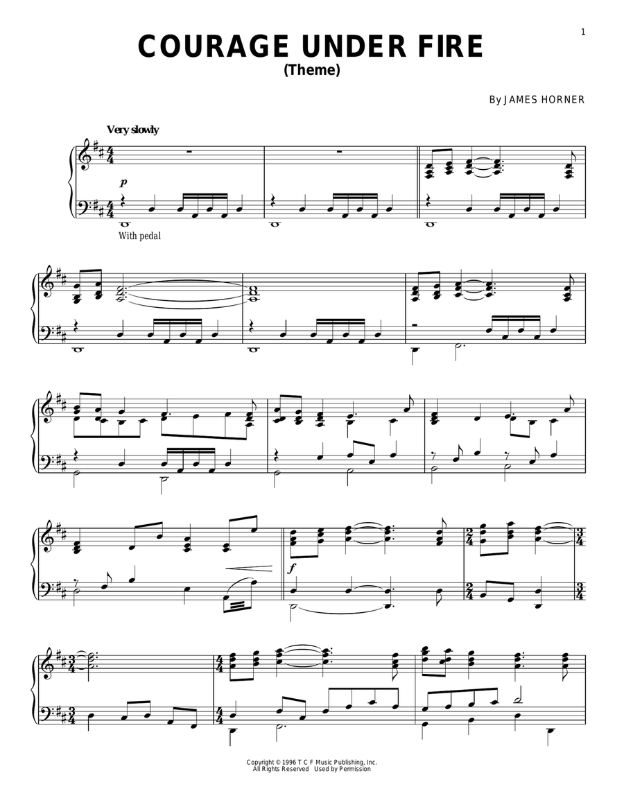 Courage Under Fire (Theme) Piano Solo scores gallery preview page 1