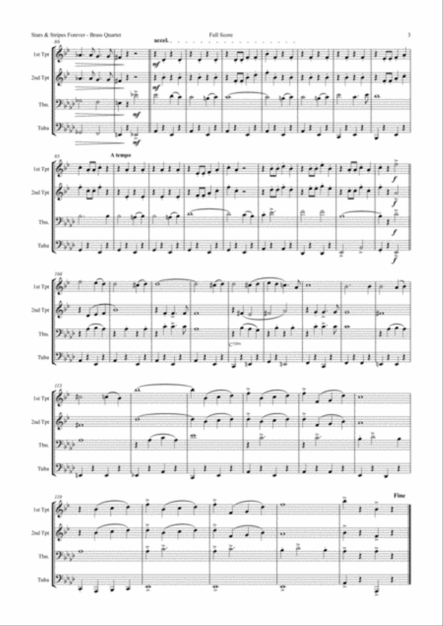 Stars and Stripes forever - Sousa - Brass Quartet Brass Quartet scores gallery preview page 3