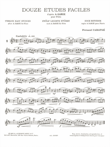 12 Etudes Faciles, D'apres Samie (flute Solo)