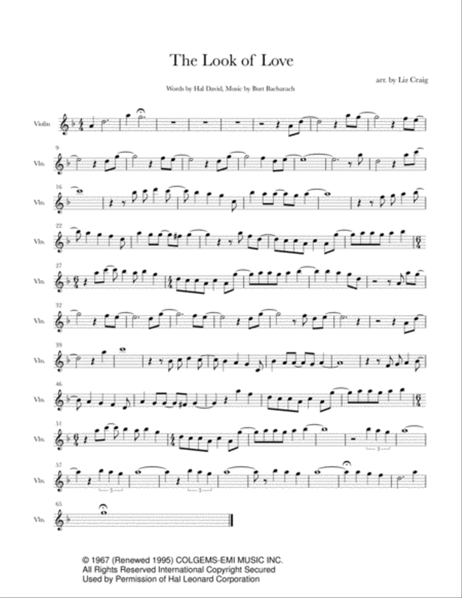The Look Of Love Violin Solo scores gallery preview page 1