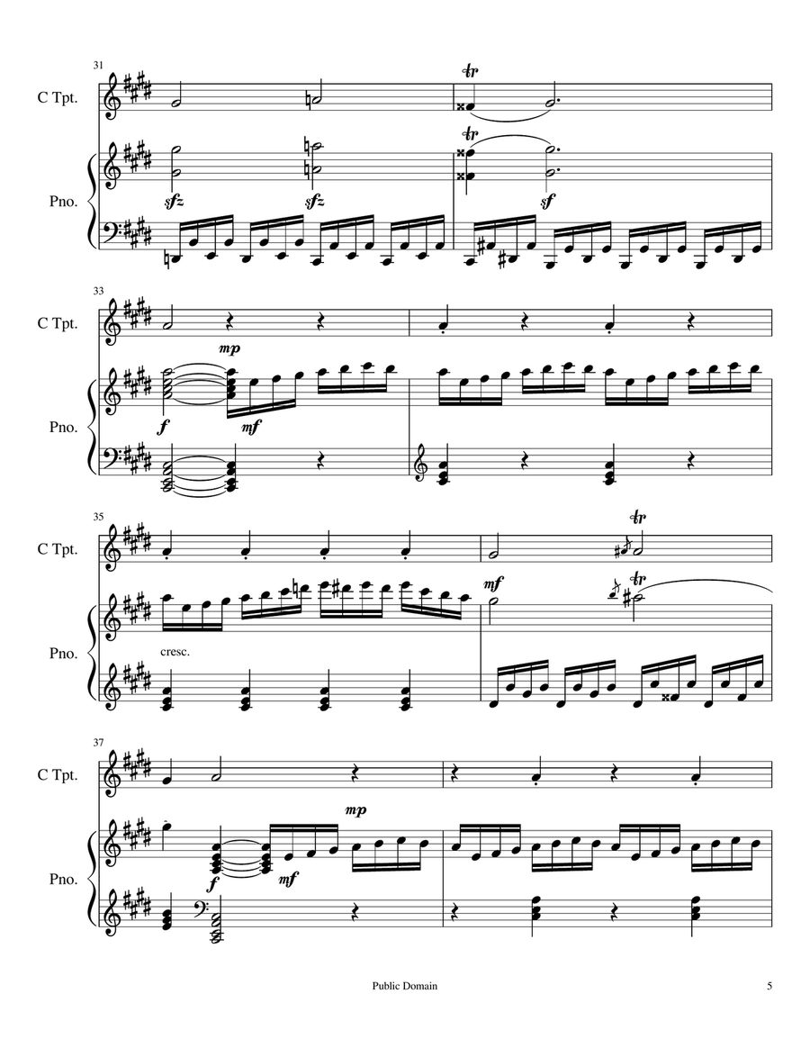 Beethoven Moonlight Sonata 3rd Movement - A Duet For Trumpet And Piano Large Ensemble scores gallery preview page 6