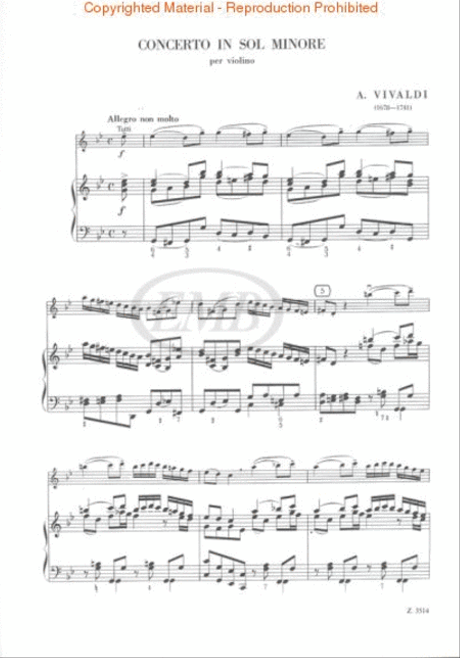 Concerto in G Minor for Violin, Strings and Cembalo RV 334 Violin Solo scores gallery preview page 2