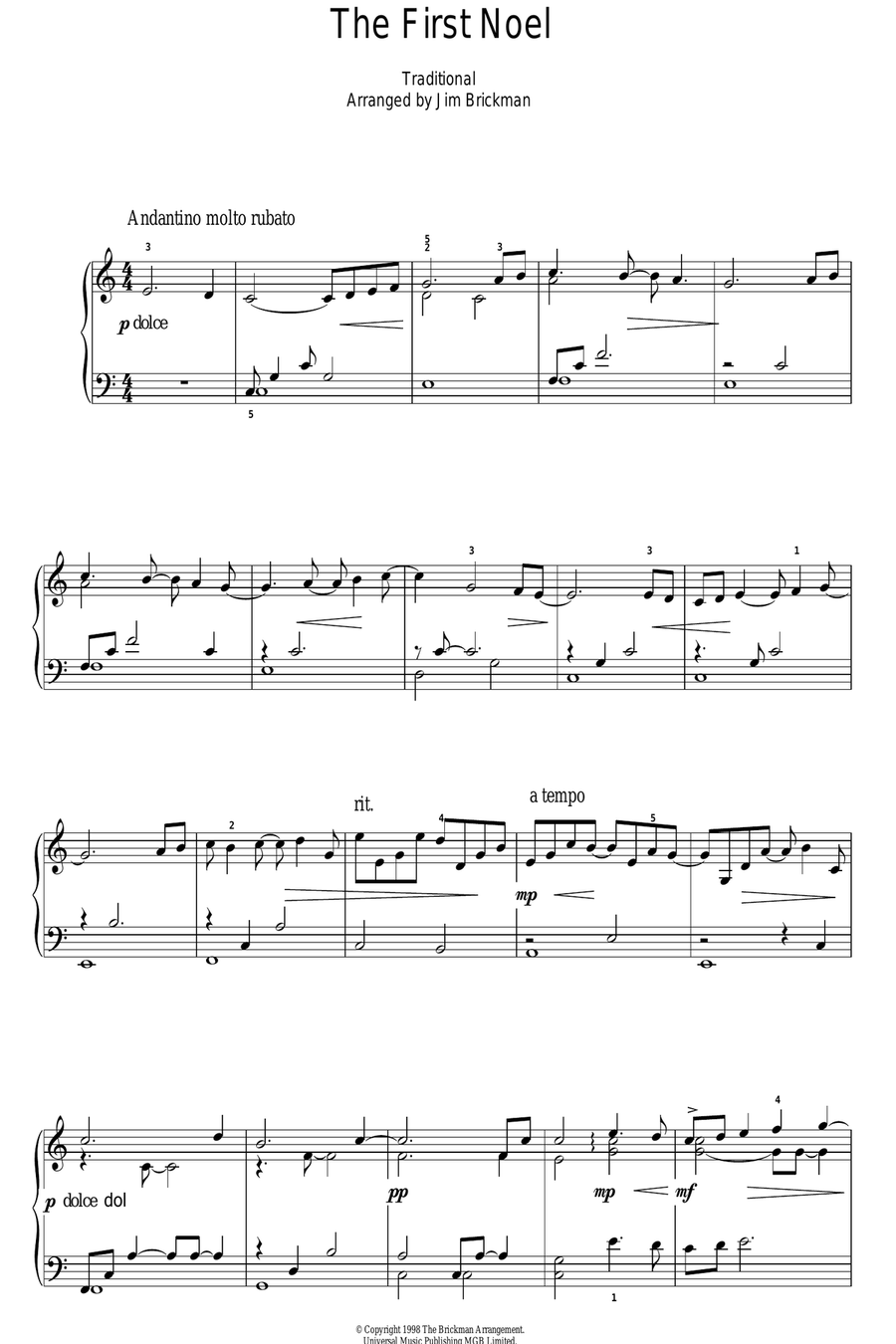 The First Noel Piano Solo scores gallery preview page 1