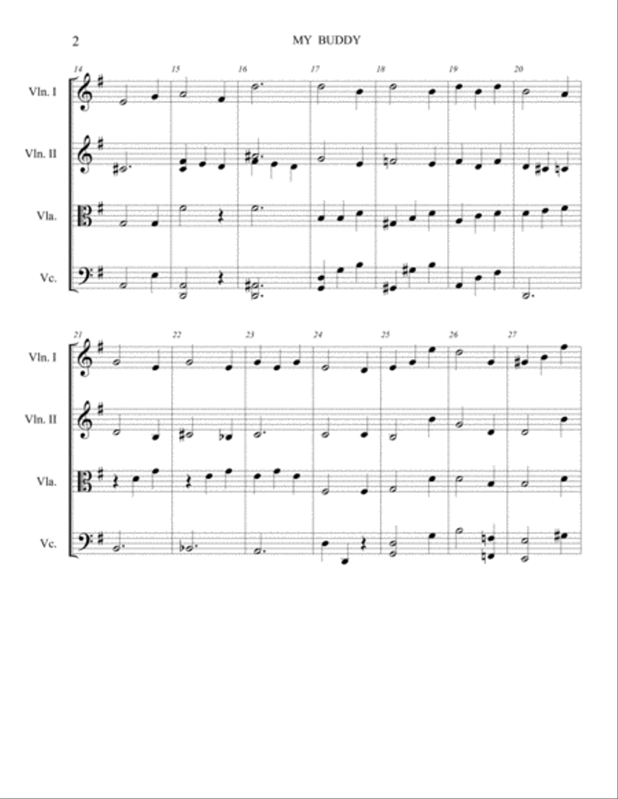 My BUDDY. a complete and melodic melody for the level two players. beautiful music String Quartet scores gallery preview page 2