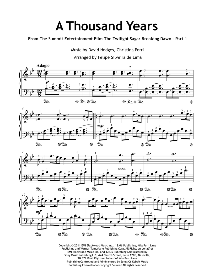 Thousand years piano sale